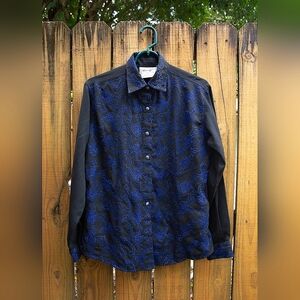 Vintage Western Wrangler Wmn's Long Sleeve with electric blue embroidery, Size L